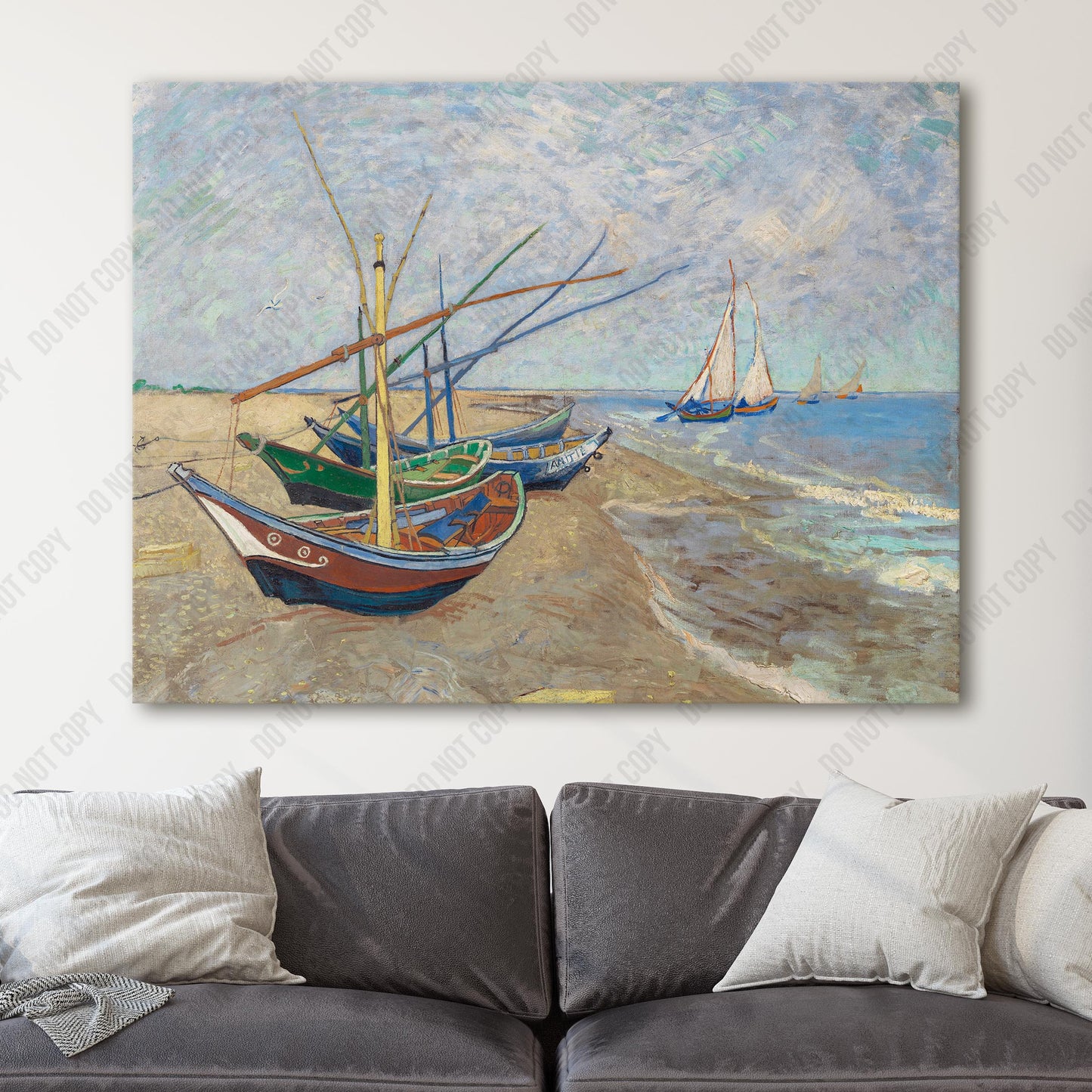 Fishing Boats on the Beach at Saintes-Maries (1888) by Van Gogh