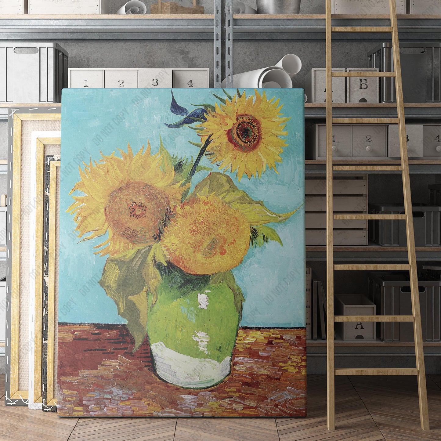Vase with Three Sunflowers (1888) by Van Gogh