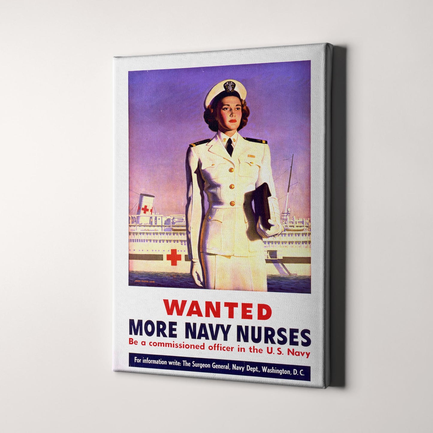 WW2 Vintage Women Recruiting Poster - Wanted More Navy Nurses