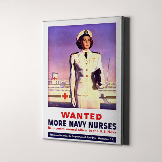 WW2 Vintage Women Recruiting Poster - Wanted More Navy Nurses