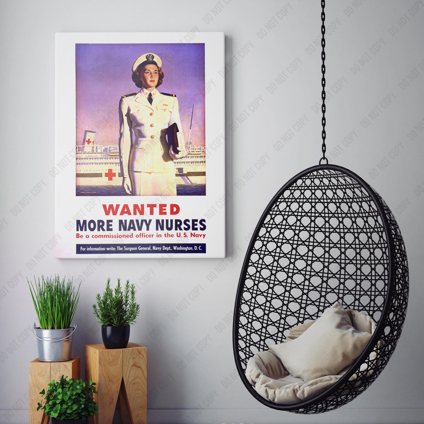 WW2 Vintage Women Recruiting Poster - Wanted More Navy Nurses