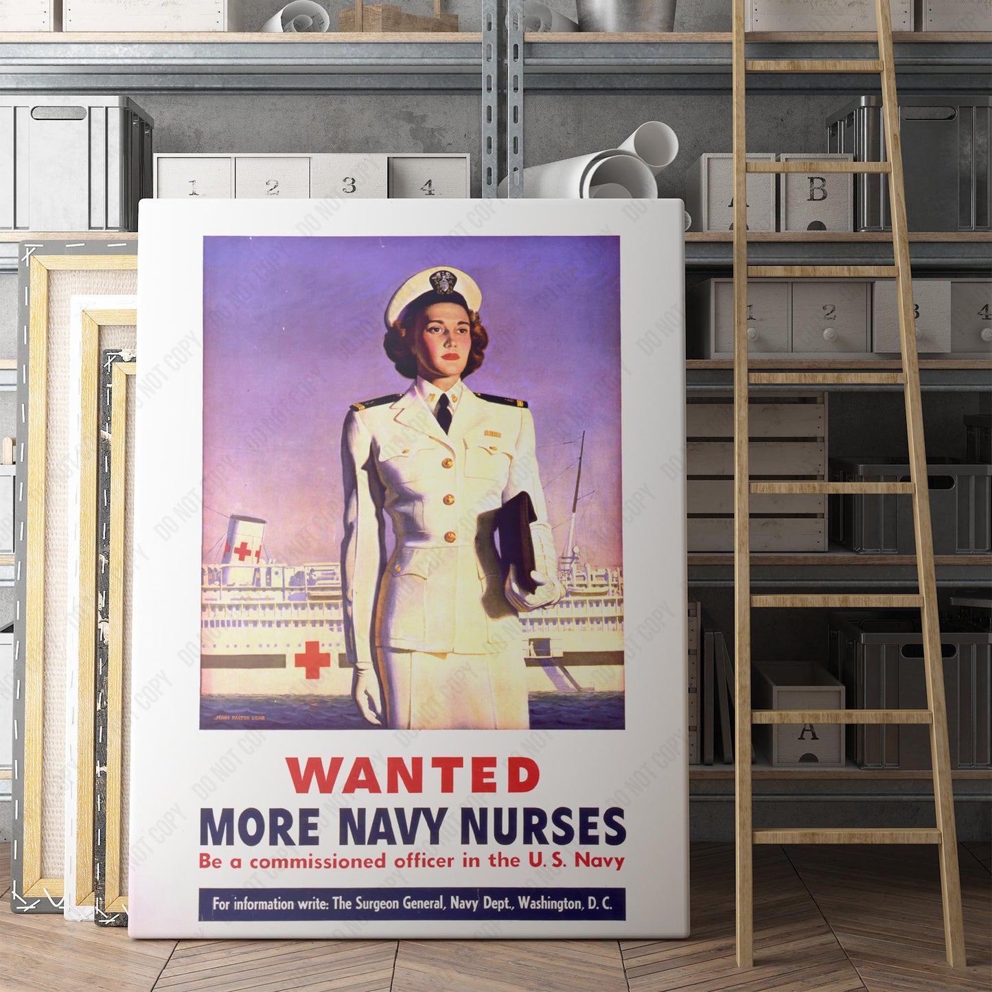 WW2 Vintage Women Recruiting Poster - Wanted More Navy Nurses