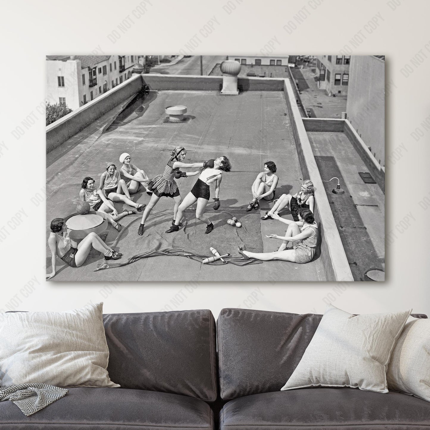 Women Boxing On A Roof 1938