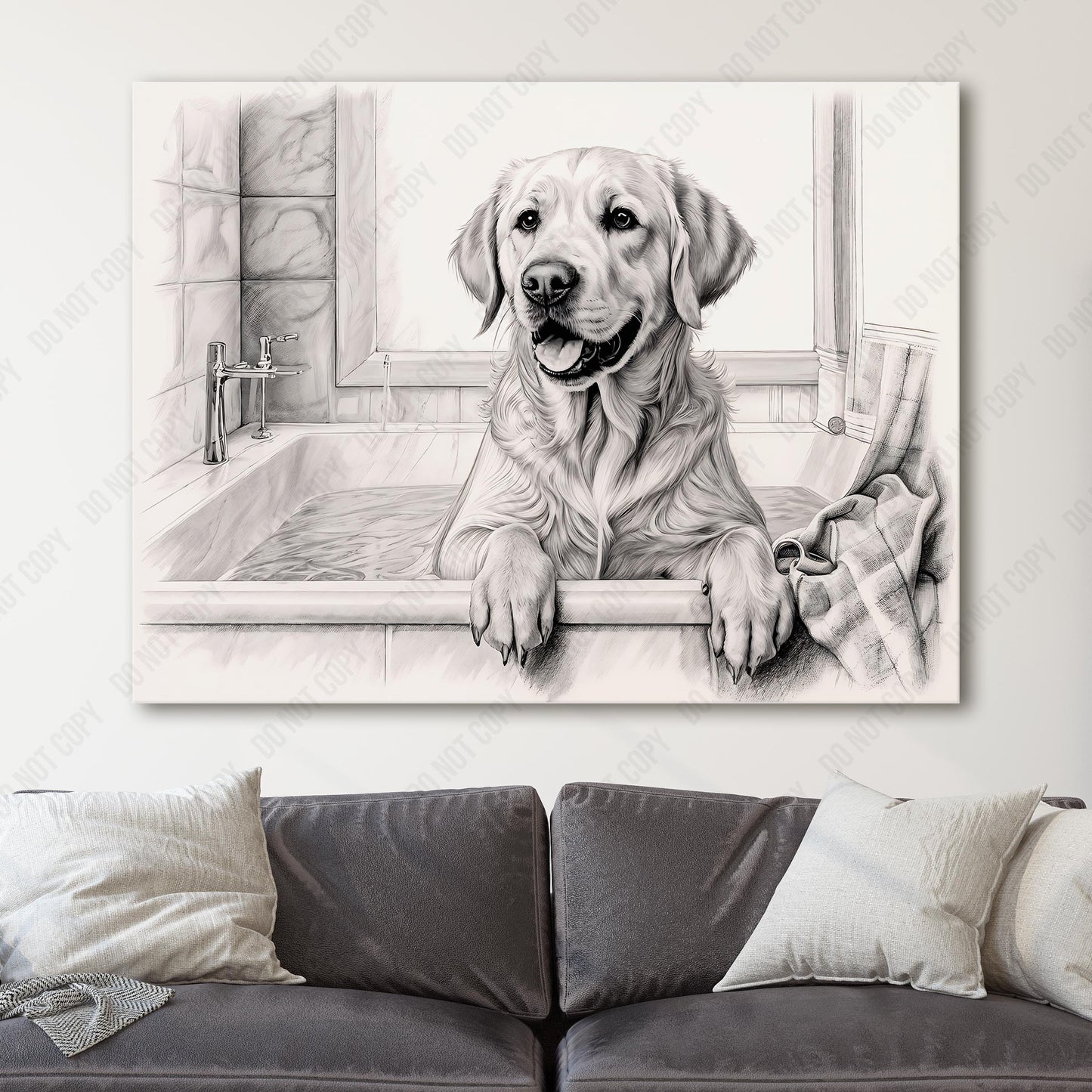 Yellow Labrador Retriever In The Bathtub