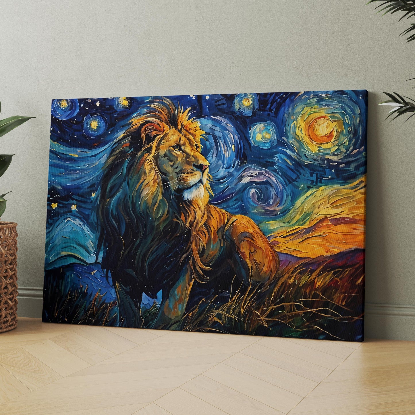 Lion Under a Starry Night Van Gogh