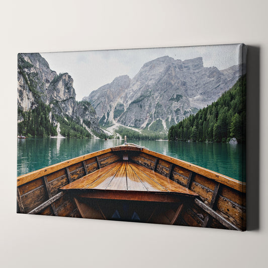 Row Boat On Lake With Mountain