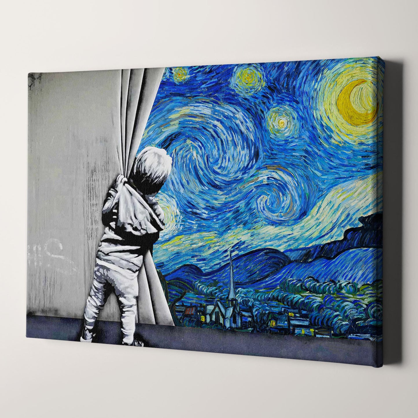 Starry Night Behind the Curtain Banksy Van Gogh