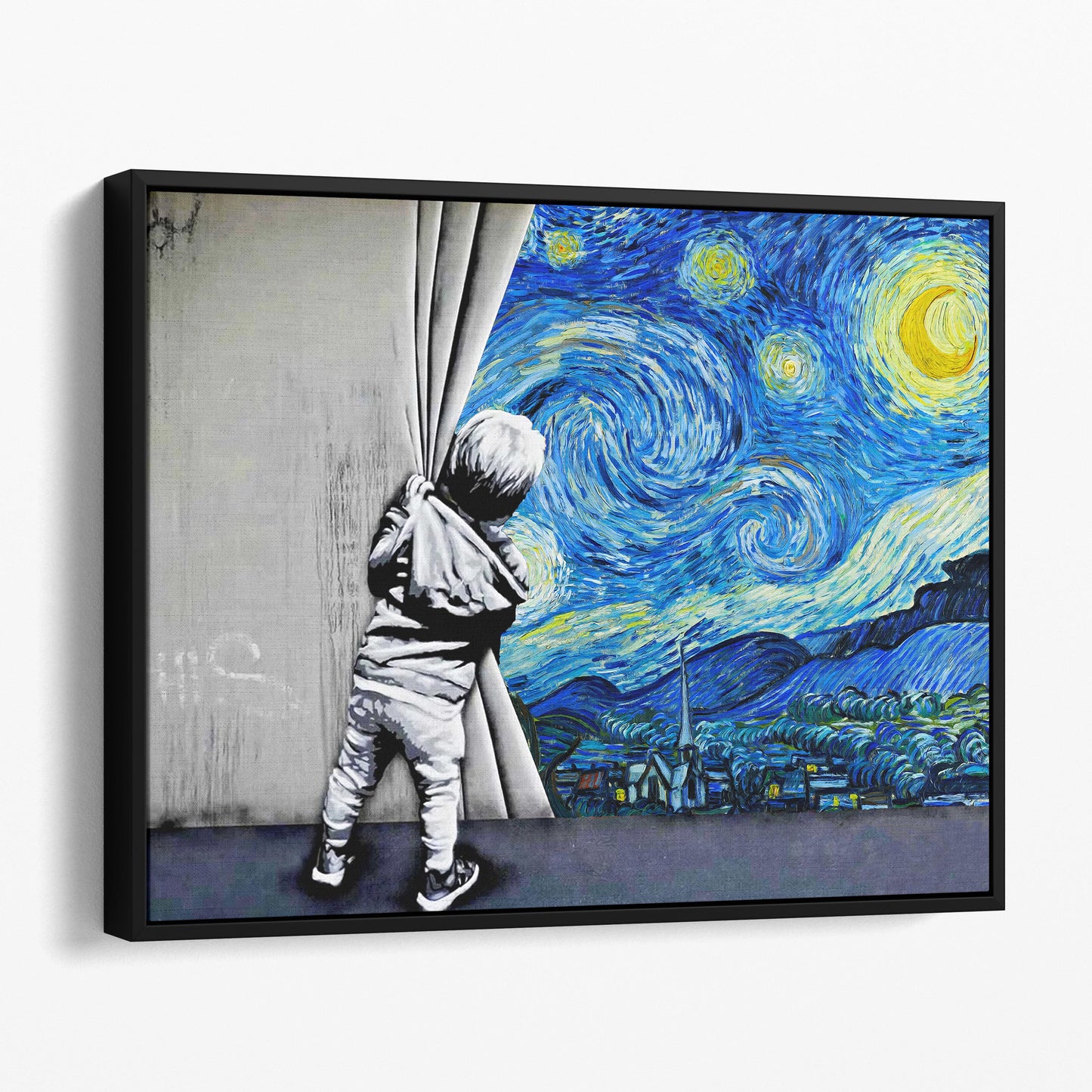 Starry Night Behind the Curtain Banksy Van Gogh