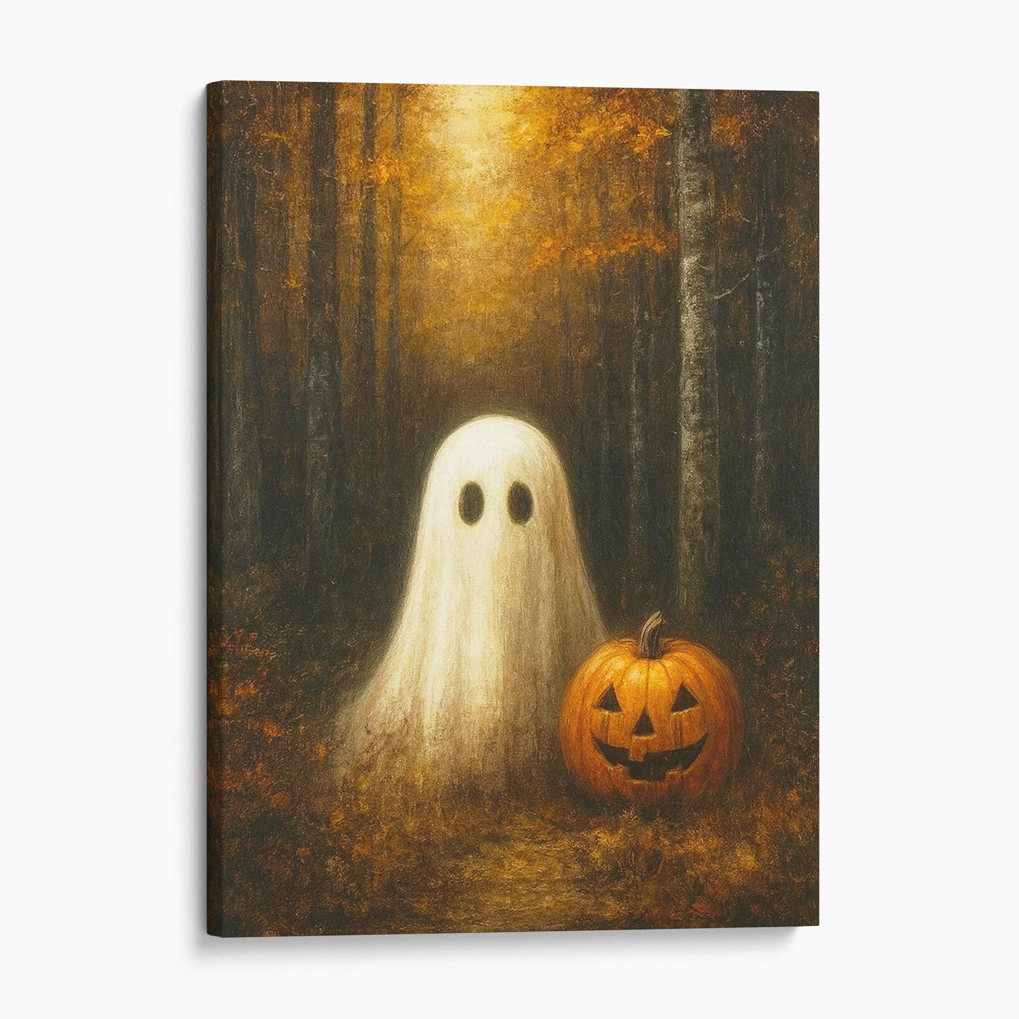Ghost With A Pumpkin In The Forest