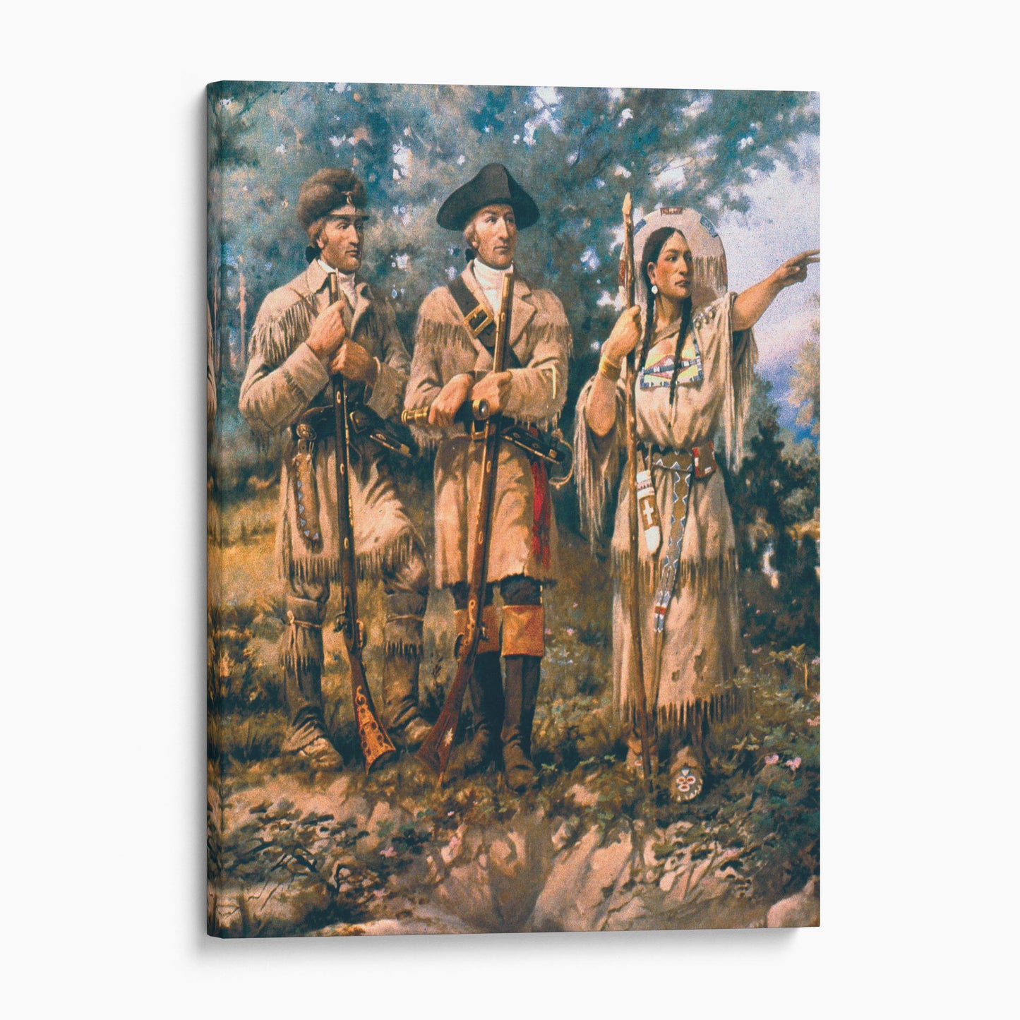 Lewis & Clark at Three Forks with Sacagawea