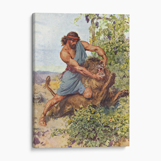 Samson Seized The Lion And Tore It To Pieces by Charles Edmund Brock