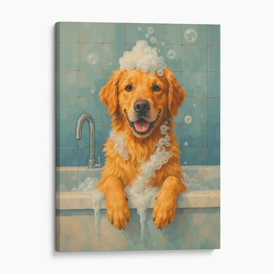 Golden Retriever Dog Bathtub Bubble Bath