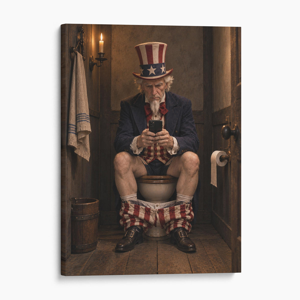 Uncle Sam On The Phone On The Toilet
