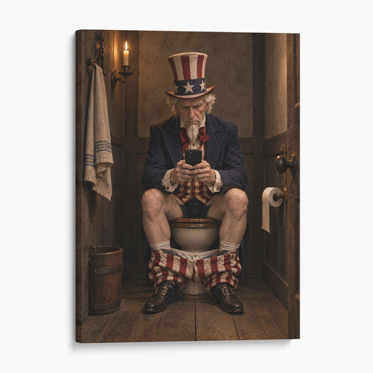 Uncle Sam On The Phone On The Toilet