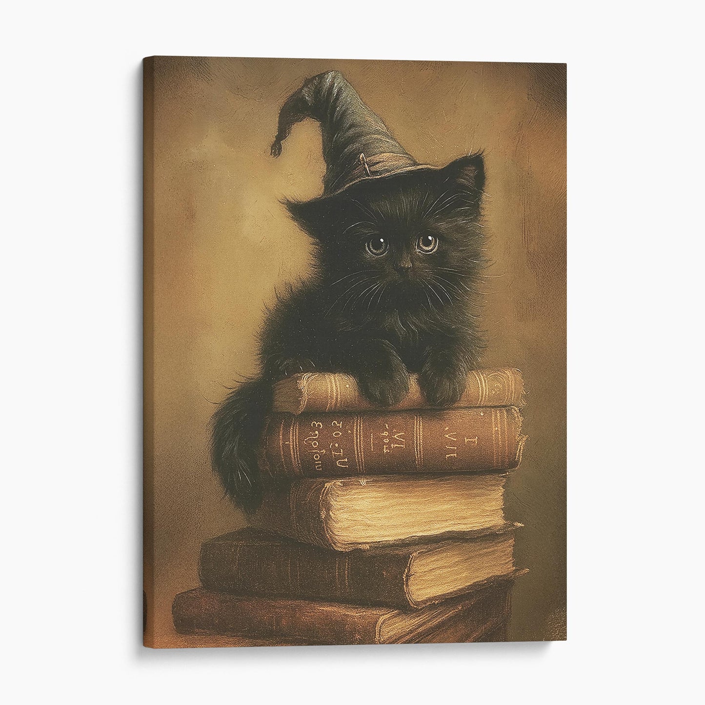 Black Cat On Stack Of Books