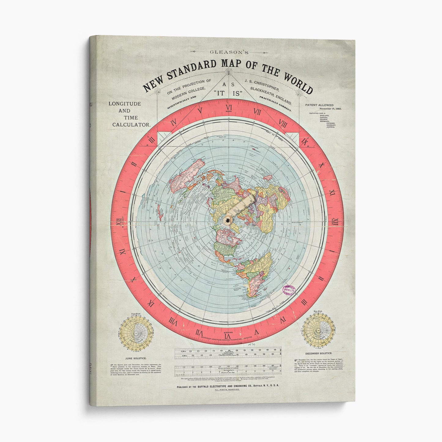 Flat Earth Map Alexander Gleason's New Standard Map Of The World 1892