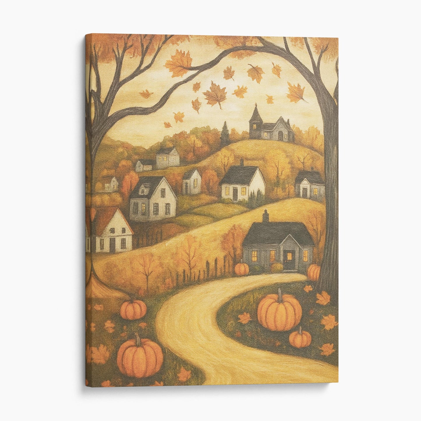 Rustic Village In Fall Autumn