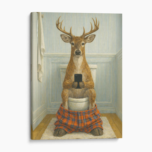 Deer On The Phone On The Toilet