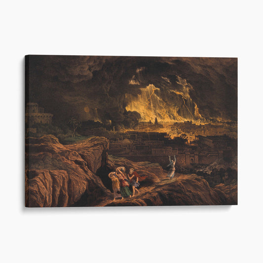 Lot And His Family Flee Sodom As It Burns - John Martin