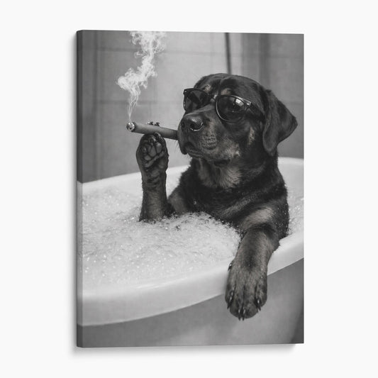 Rottweiler Dog Bathtub Cigar