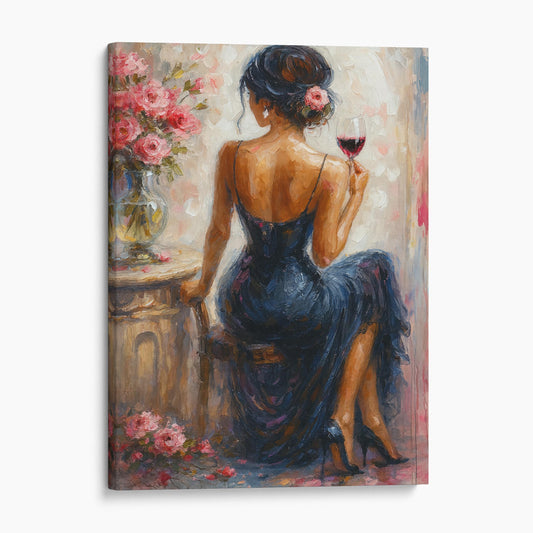 Elegant Woman With Glass Of Red Wine