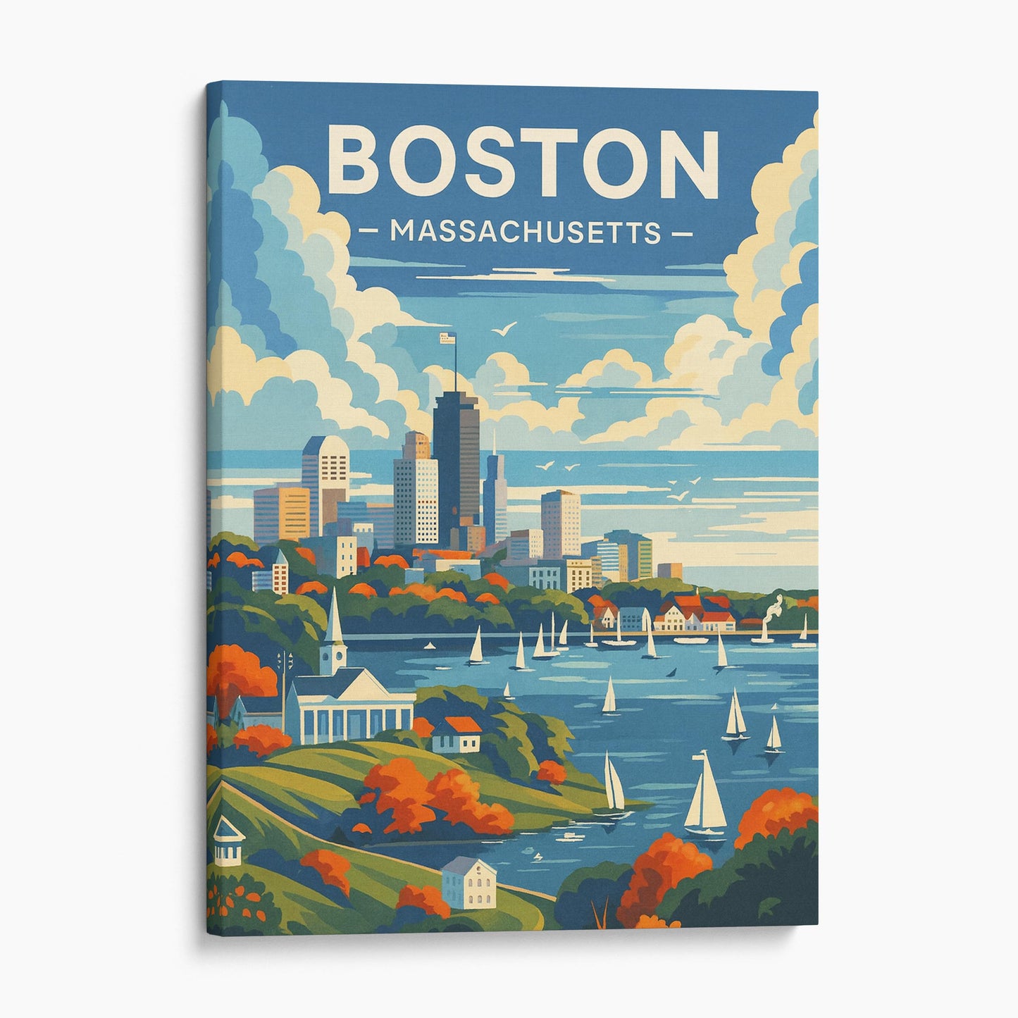 Boston Massachusetts Vintage Travel Poster