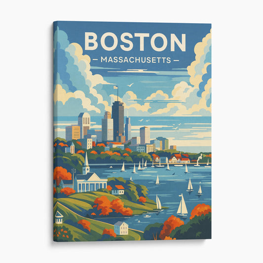 Boston Massachusetts Vintage Travel Poster