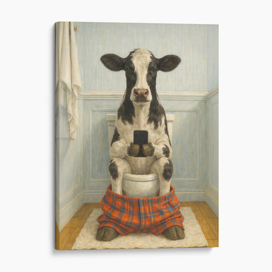 Cow On The Phone On The Toilet