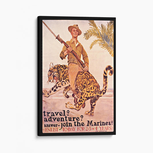 Travel Adventure Join the Marines USA Recruiting Vintage Poster