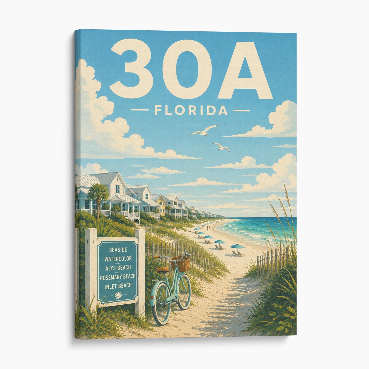 30A Florida Vintage Travel Poster
