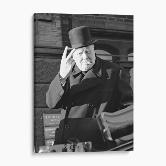 Winston Churchill V Sign Smoking Cigar