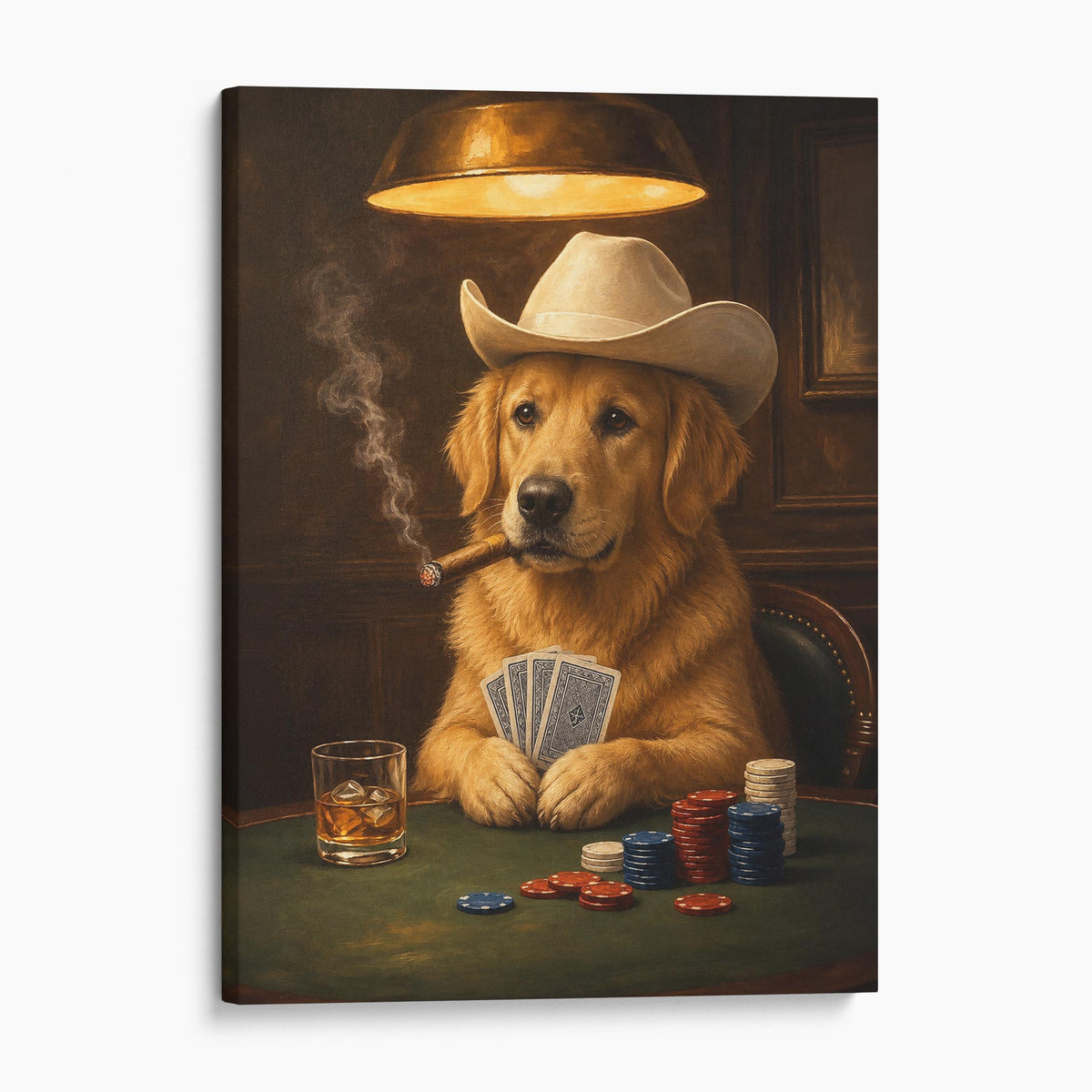 Golden Retriever Dog Playing Cards