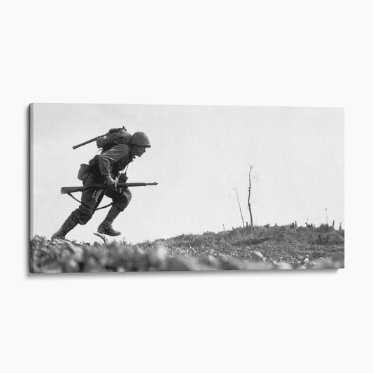 US Marine Dashes Through Valley Of Death, World War Two