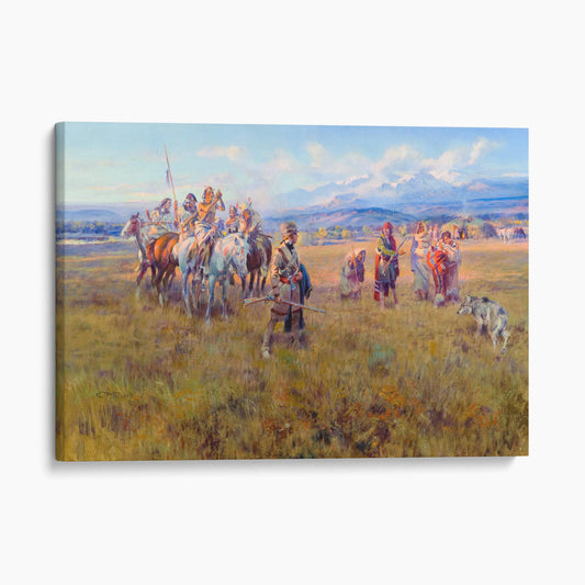 Lewis and Clark Reach Shoshone Camp Led by Sacajawea - Charles M Russell