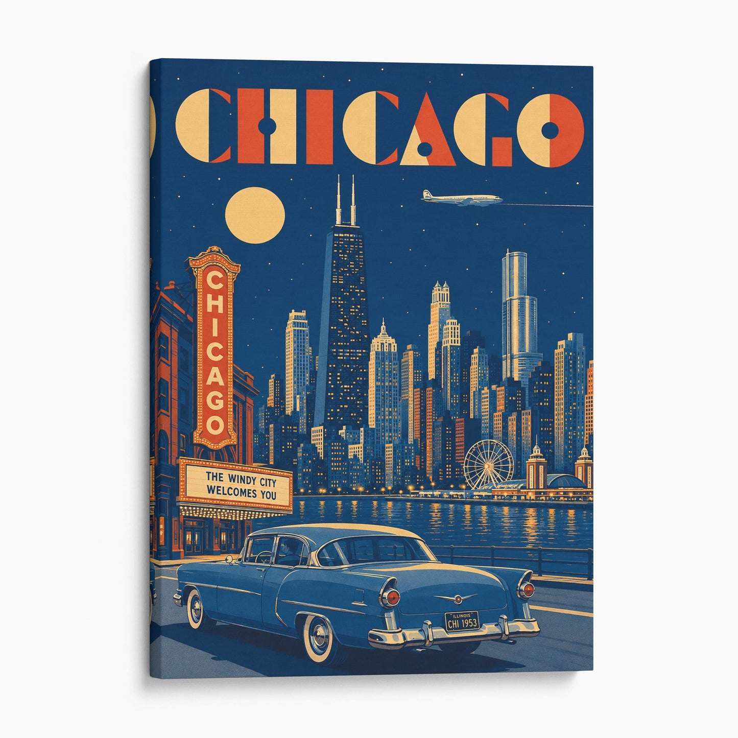 Chicago Vintage Travel Poster