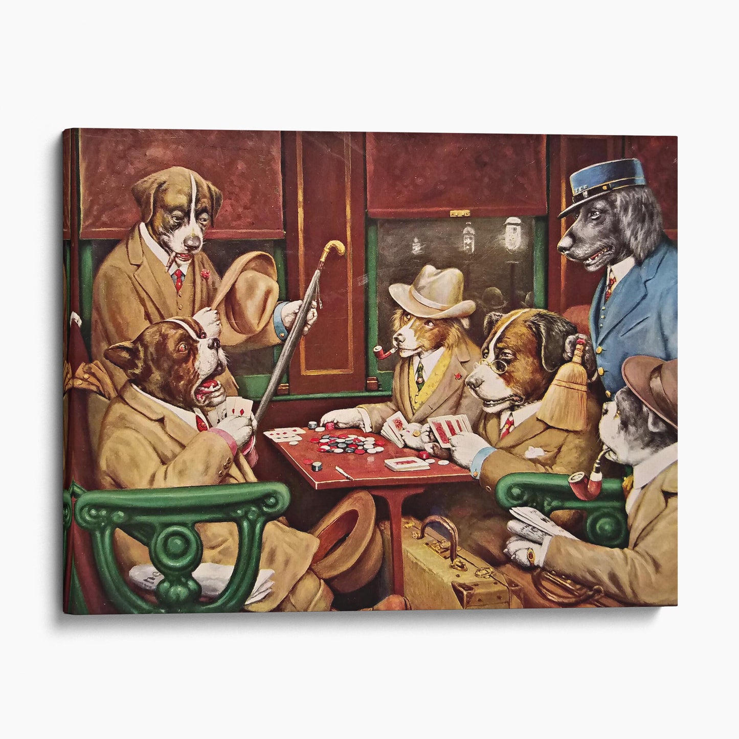 Dogs Playing Poker Cards - His Station & Four Aces