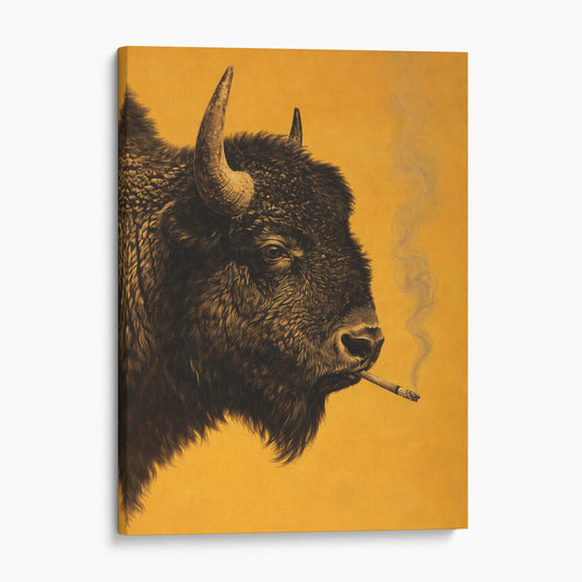 Buffalo Smoking A Cigarette
