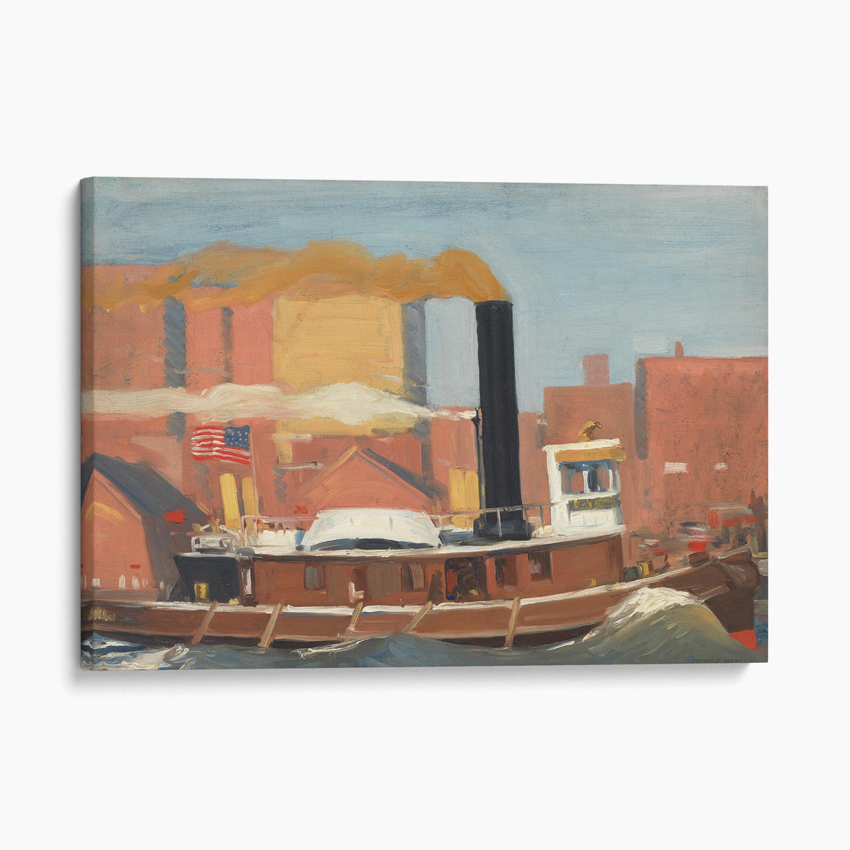 Tugboat with Black Smokestack, 1908 by Edward Hopper