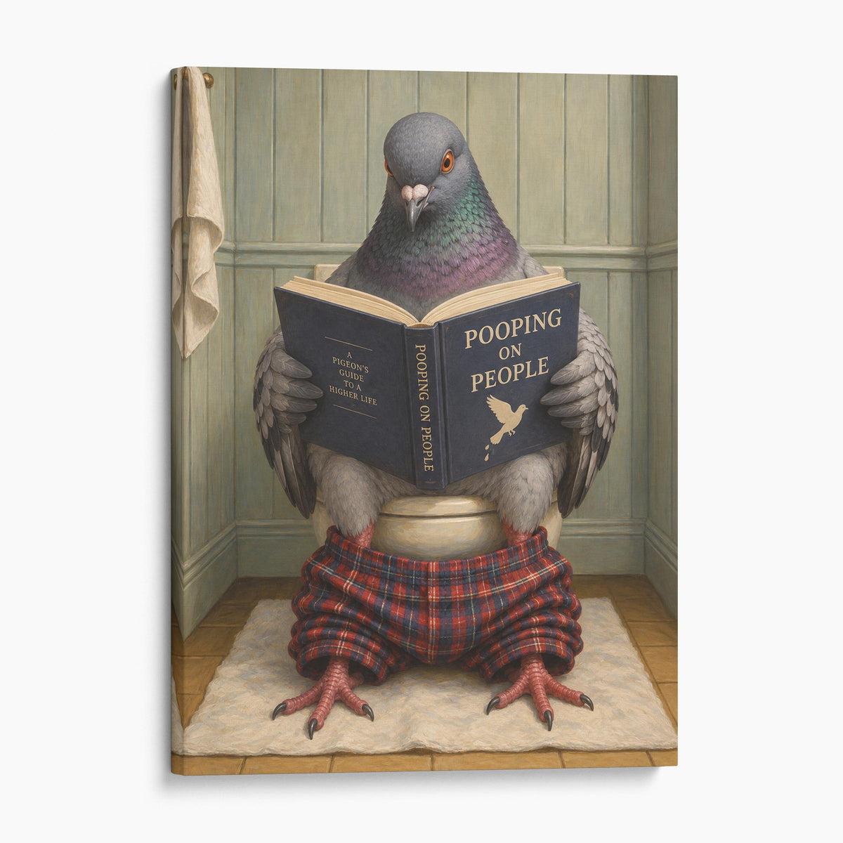 Pigeon Reading on the Toilet