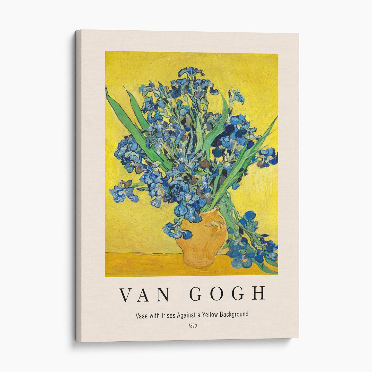 Vincent Van Gogh: Vase with Irises Against a Yellow Background