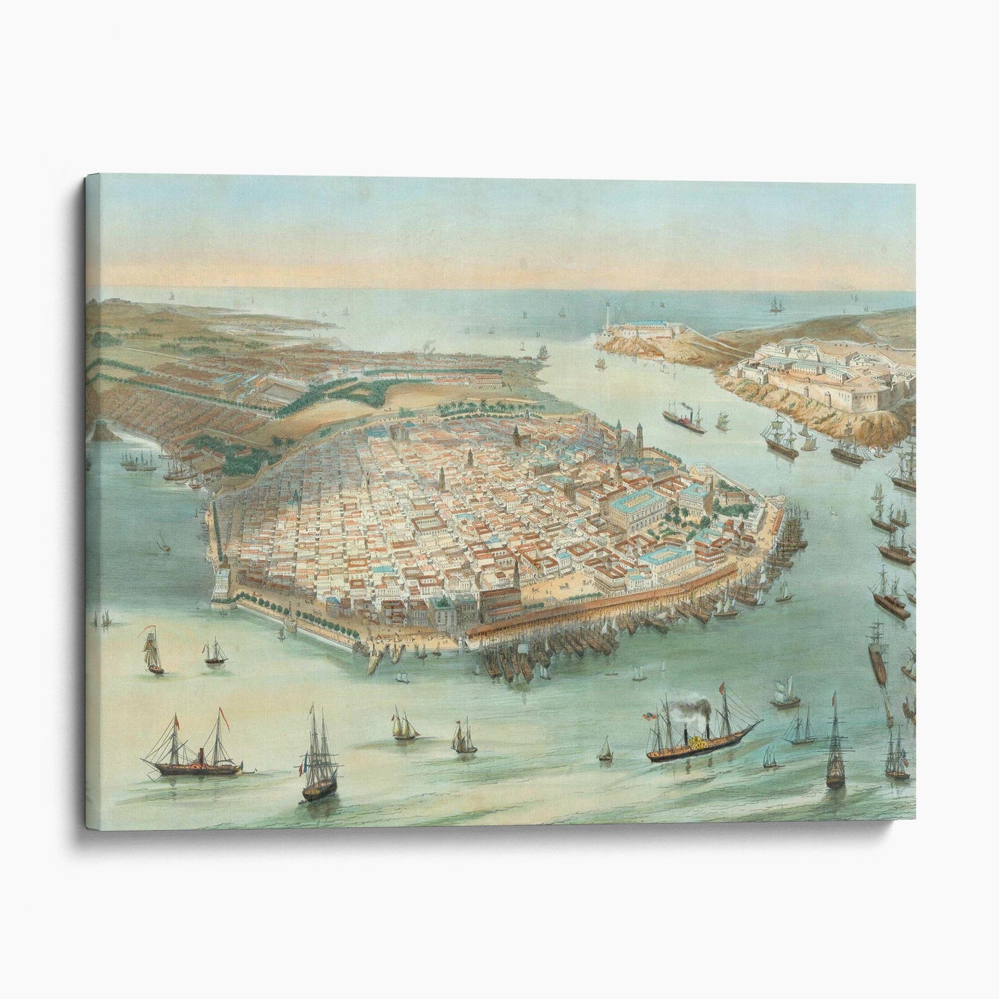 Havana Cuba Vintage Pictorial Map 1851