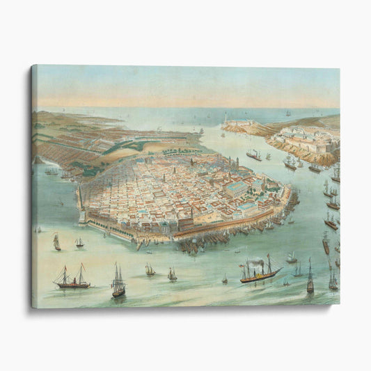 Havana Cuba Vintage Pictorial Map 1851