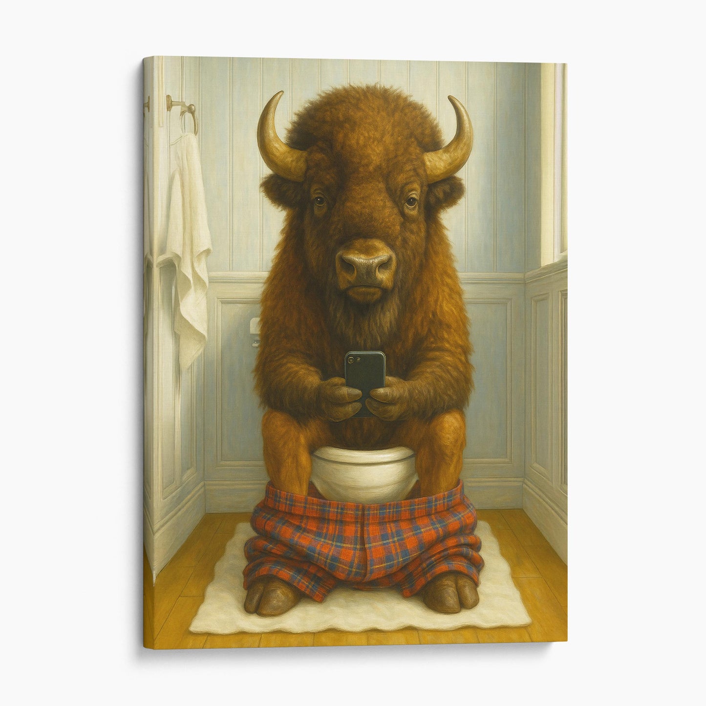 Buffalo On The Phone On The Toilet