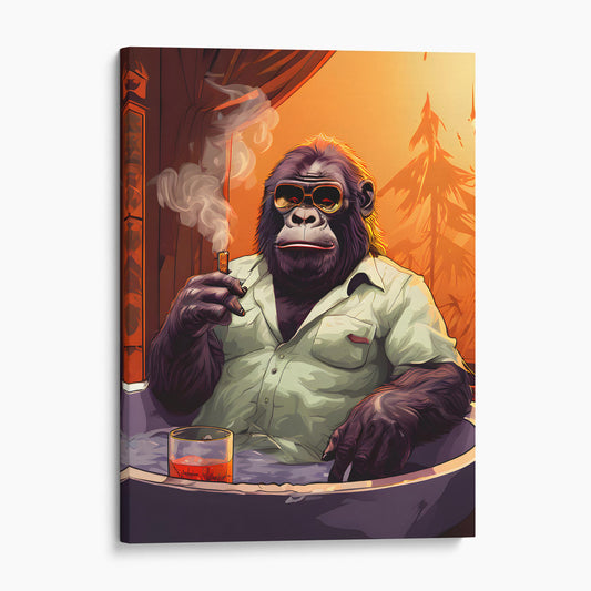 Gorilla Smoking A Cigar In The Bathtub