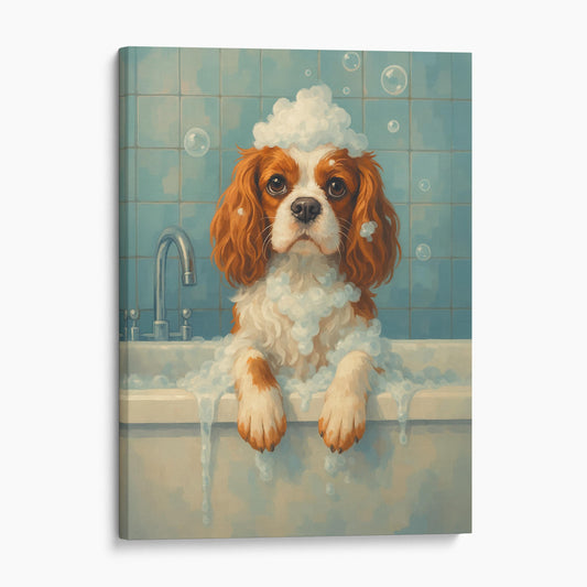 Cavalier King Charles Dog Bathtub Bubble Bath