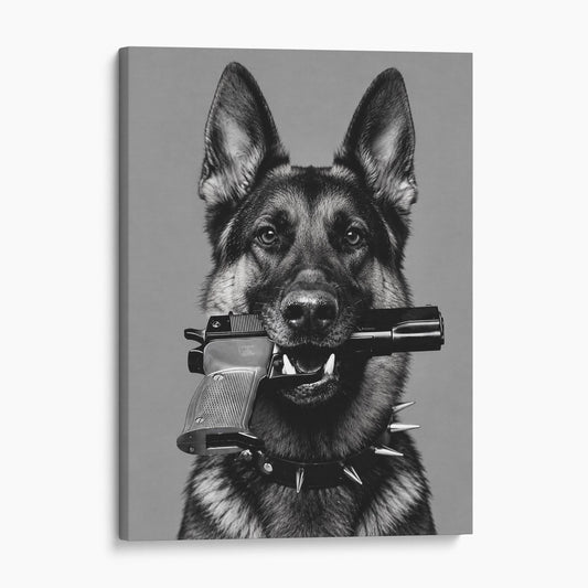 German Shepherd Gun In Mouth