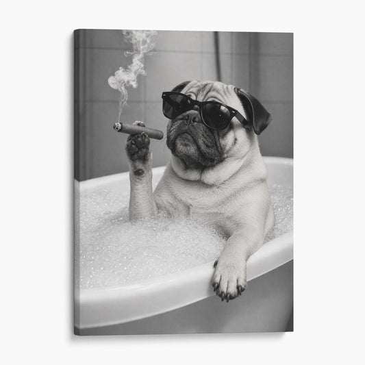 Pug Dog Bathtub Cigar