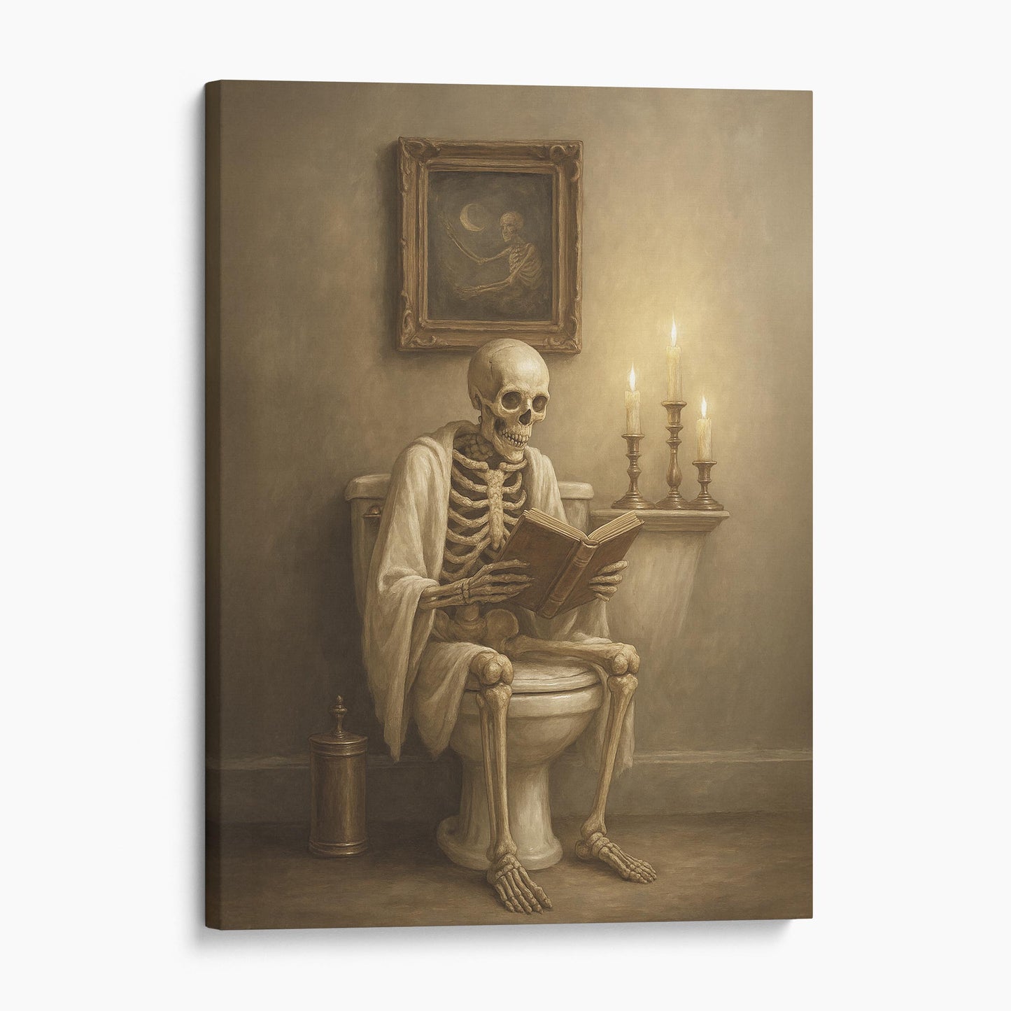 Skeleton Reading A Book On The Toilet