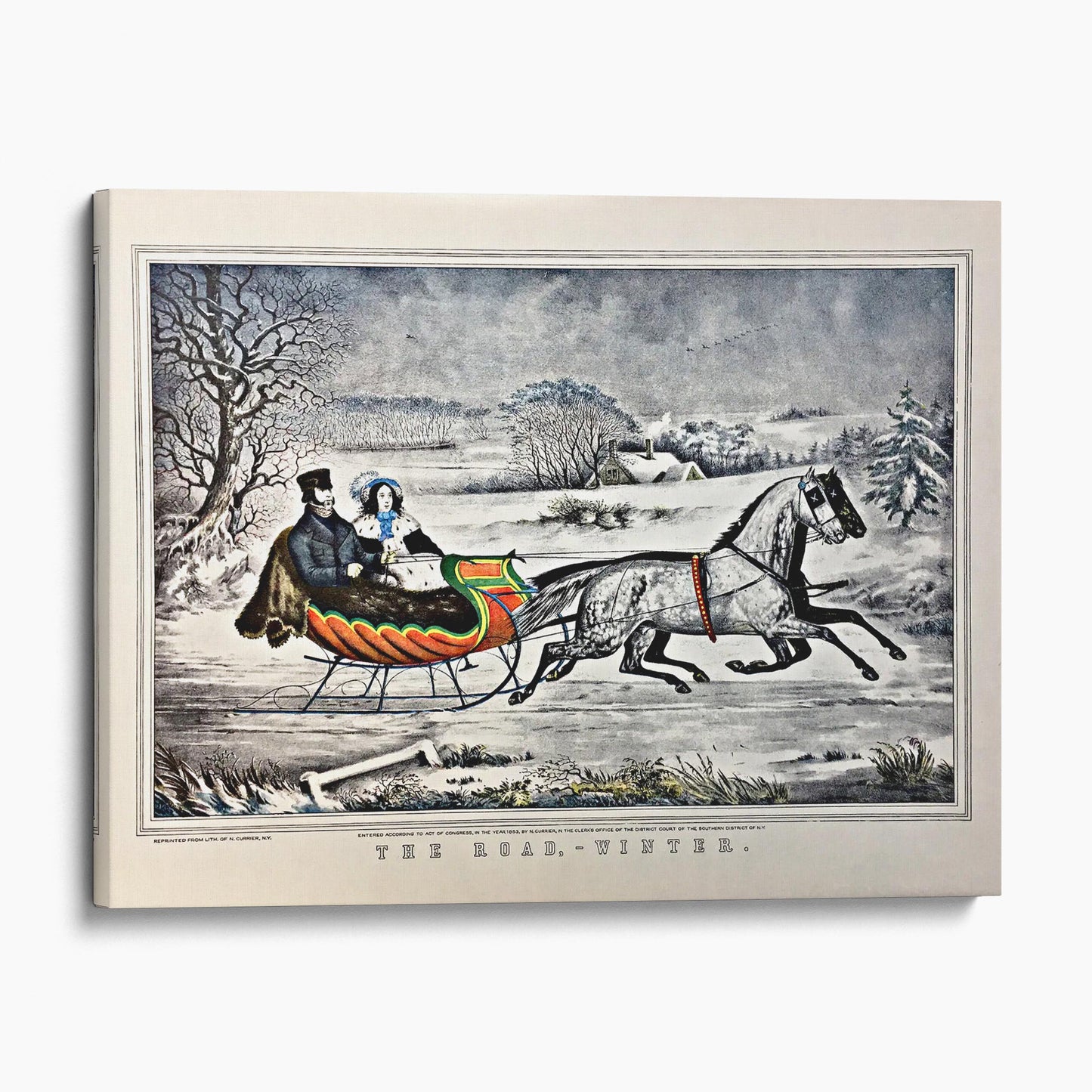 The Road Winter Sleigh 1853 by Currier & Ives