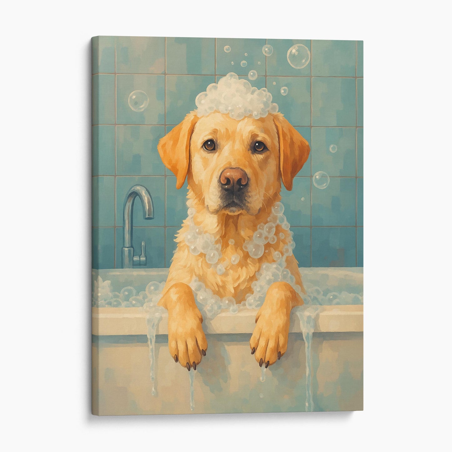 Yellow Labrador Retriever Dog Bathtub Bubble Bath